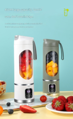 2-piece White and Purple 7.4V Portable Blender Smoothie Maker 450ml Wireless Rechargeable Juicer Cup with 12-Blade Stainless Steel Cutter, LED Digital Display, USB Charging Personal Blender for Travel Gym Office Home - Image 6