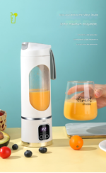 2-piece White and Purple 7.4V Portable Blender Smoothie Maker 450ml Wireless Rechargeable Juicer Cup with 12-Blade Stainless Steel Cutter, LED Digital Display, USB Charging Personal Blender for Travel Gym Office Home - Image 8