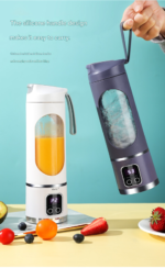 2-piece White and Purple 7.4V Portable Blender Smoothie Maker 450ml Wireless Rechargeable Juicer Cup with 12-Blade Stainless Steel Cutter, LED Digital Display, USB Charging Personal Blender for Travel Gym Office Home - Image 10