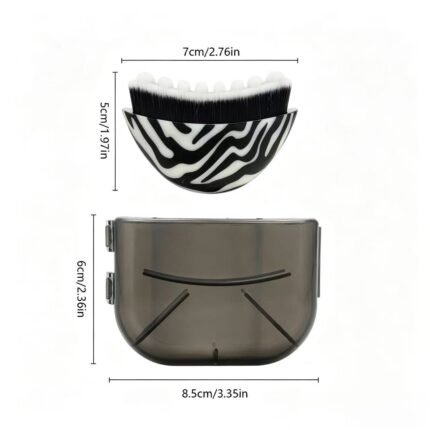 Zebra print Lymphatic Contour Face Brush - Curved Facial Eye Neck Massage Tool - Nylon Bristle Body Brush for Skin Tightening Circulation Detox - Plastic Handle Dry Brushing