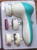 Green 5-in-1 Electric Facial Cleansing Brush - Rotating Face Scrubber with 5 Interchangeable Heads for Deep Pore Cleaning, Exfoliating & Massaging - Battery Operated (2 x AA, Not Included) - Image 5