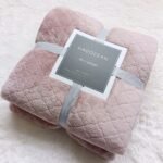Pink 150*200cm Flannel Fleece Blanket - Quilted Diamond Pattern, Soft & Warm Polyester Throw for Office Nap, Sofa, Travel & Bed Use