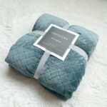 Green 150*200cm Flannel Fleece Blanket - Quilted Diamond Pattern, Soft & Warm Polyester Throw for Office Nap, Sofa, Travel & Bed Use