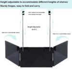 Black Trifold Self Hair Cutting Mirror with Adjustable Hooks - 3-Way Folding Mirror for Barber Use, Shaving, Makeup & Styling - Portable ABS Frame with Aluminium Mirror Panels - Image 2