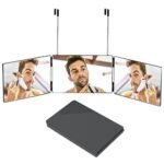 Black Trifold Self Hair Cutting Mirror with Adjustable Hooks - 3-Way Folding Mirror for Barber Use, Shaving, Makeup & Styling - Portable ABS Frame with Aluminium Mirror Panels - Image 7