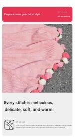 Pink and White Diameter: 160 cm -99 Woven Flowers Handmade Rose Bouquet Knit Blanket - Soft Pink Acrylic Throw with 3D Crochet Flowers - Perfect Gift for Her, Birthday, Valentine's Day, Home Decor - Image 4