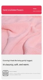 Pink and White Diameter: 160 cm -99 Woven Flowers Handmade Rose Bouquet Knit Blanket - Soft Pink Acrylic Throw with 3D Crochet Flowers - Perfect Gift for Her, Birthday, Valentine's Day, Home Decor - Image 6