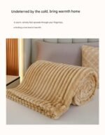 100*150cm Red Solid Colour Flannel Throw Blanket - Thick Double-Sided Fleece with Ribbed Texture - Soft throw blanket& Lightweight for Sofa, Bed, Office Nap, Air-Conditioned Rooms - Durable, Machine Washable, Non-Shedding - Image 4