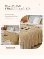 150*200cm Red Solid Colour Flannel Throw Blanket - Thick Double-Sided Fleece with Ribbed Texture - Soft throw blanket& Lightweight for Sofa, Bed, Office Nap, Air-Conditioned Rooms - Durable, Machine Washable, Non-Shedding - Image 3