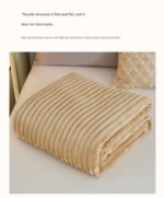 150*200cm Red Solid Colour Flannel Throw Blanket - Thick Double-Sided Fleece with Ribbed Texture - Soft throw blanket& Lightweight for Sofa, Bed, Office Nap, Air-Conditioned Rooms - Durable, Machine Washable, Non-Shedding - Image 7