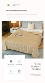 100*150cm Brown Solid Colour Flannel Throw Blanket - Thick Double-Sided Fleece with Ribbed Texture - Soft throw blanket& Lightweight for Sofa, Bed, Office Nap, Air-Conditioned Rooms - Durable, Machine Washable, Non-Shedding - Image 10