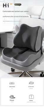 2-piece Green Ergonomic Memory Foam Seat Cushion with Lumbar Support - Breathable Contoured Design for Office, Car, and Home Use - Relieves Tailbone Pressure, Improves Posture, and Enhances Comfort for Prolonged Sitting - Image 2