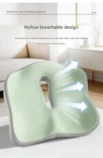 2-piece Green Ergonomic Memory Foam Seat Cushion with Lumbar Support - Breathable Contoured Design for Office, Car, and Home Use - Relieves Tailbone Pressure, Improves Posture, and Enhances Comfort for Prolonged Sitting - Image 4