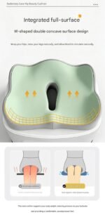2-piece Green Ergonomic Memory Foam Seat Cushion with Lumbar Support - Breathable Contoured Design for Office, Car, and Home Use - Relieves Tailbone Pressure, Improves Posture, and Enhances Comfort for Prolonged Sitting - Image 7