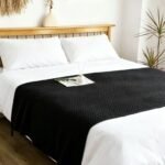 Black 1130*170cm Nordic Style Tassel Knit Throw Blanket - Soft Polyester Sofa Blanket with Pineapple Texture - Breathable & Lightweight for Office, Couch, Travel - Boho Chic Home Decor
