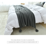 Khaki 150*200cm Nordic Style Tassel Knit Throw Blanket - Soft Polyester Sofa Blanket with Pineapple Texture - Breathable & Lightweight for Office, Couch, Travel - Boho Chic Home Decor - Image 4