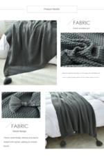 Khaki 150*200cm Nordic Style Tassel Knit Throw Blanket - Soft Polyester Sofa Blanket with Pineapple Texture - Breathable & Lightweight for Office, Couch, Travel - Boho Chic Home Decor - Image 5