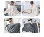 Khaki 150*200cm Nordic Style Tassel Knit Throw Blanket - Soft Polyester Sofa Blanket with Pineapple Texture - Breathable & Lightweight for Office, Couch, Travel - Boho Chic Home Decor - Image 6