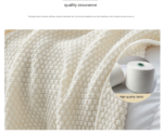 Khaki 150*200cm Nordic Style Tassel Knit Throw Blanket - Soft Polyester Sofa Blanket with Pineapple Texture - Breathable & Lightweight for Office, Couch, Travel - Boho Chic Home Decor - Image 8