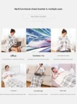 Blue and Gray 100*140cm Japanese-Style shawl blanket Ultra-Soft Blanket - Thick Polyester Throw for Sofa, Bed, Office,  Cozy Nap Blanket for Winter & All Seasons - Image 4