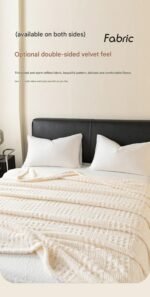 Yellow 180*200cm Thickened Double-Sided Plush Waffle Weave Throw Blanket - Anti-Static Taffeta Velvet & Flannel Fleece - Warm, Soft, Non-Shedding Blanket for Winter, Sofa, Bed & Office - Image 4