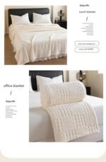 Yellow 180*200cm Thickened Double-Sided Plush Waffle Weave Throw Blanket - Anti-Static Taffeta Velvet & Flannel Fleece - Warm, Soft, Non-Shedding Blanket for Winter, Sofa, Bed & Office - Image 8