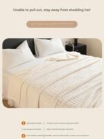 Yellow 180*200cm Thickened Double-Sided Plush Waffle Weave Throw Blanket - Anti-Static Taffeta Velvet & Flannel Fleece - Warm, Soft, Non-Shedding Blanket for Winter, Sofa, Bed & Office - Image 9
