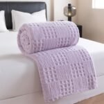 Purple 180*200cm Thickened Double-Sided Plush Waffle Weave Throw Blanket - Anti-Static Taffeta Velvet & Flannel Fleece - Warm, Soft, Non-Shedding Blanket for Winter, Sofa, Bed & Office