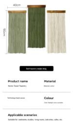 Light Green 90Ã—40 cm Natural Fibre Tapestry -Handwoven Cotton Tassel Wall Hanging â€“ Minimalist Boho Decor for Bedroom, Living Room & CafÃ© - Image 4