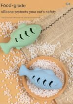2-piece Blue Fish-Shaped Silicone Cat Toy and  Catnipâ€“ 3-in-1 Interactive & Self-Entertaining Toy with Catnip/Cat food, Dental Care & Hairball Relief â€“ BPA-Free, Food-Grade Safety - Image 8