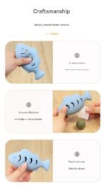 2-piece Blue Fish-Shaped Silicone Cat Toy and  Catnipâ€“ 3-in-1 Interactive & Self-Entertaining Toy with Catnip/Cat food, Dental Care & Hairball Relief â€“ BPA-Free, Food-Grade Safety - Image 10