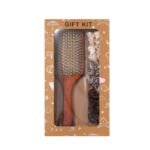 Yellow Paddle Hair Brush Gift Set with Satin Scrunchies - Cushion Airbag Design for Scalp Massage and Detangling, Gift Ready Pack for Women and Girls, Ideal for Daily Hair Care and Styling - Image 2