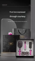 Rose Red 3-Piece Gift Box Set Premium ABS Hair Care Gift Set with Cushion Paddle Brush, Detangling Comb, Cleaning Brush & Stand - Elegant Motherâ€™s Day or Coupleâ€™s Gift for Daily Styling and Scalp Comfort - Image 2
