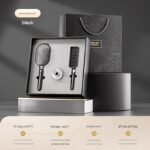 Black 3-Piece Gift Box Set Premium ABS Hair Care Gift Set with Cushion Paddle Brush, Detangling Comb, Cleaning Brush & Stand - Elegant Motherâ€™s Day or Coupleâ€™s Gift for Daily Styling and Scalp Comfort