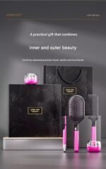 Black 3-Piece Gift Box Set Premium ABS Hair Care Gift Set with Cushion Paddle Brush, Detangling Comb, Cleaning Brush & Stand - Elegant Motherâ€™s Day or Coupleâ€™s Gift for Daily Styling and Scalp Comfort - Image 4