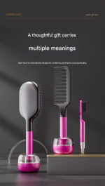 Black 3-Piece Gift Box Set Premium ABS Hair Care Gift Set with Cushion Paddle Brush, Detangling Comb, Cleaning Brush & Stand - Elegant Motherâ€™s Day or Coupleâ€™s Gift for Daily Styling and Scalp Comfort - Image 11