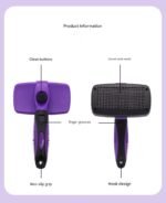 Yellow Pet Grooming Brush - Large Self-Cleaning Deshedding Tool for Cats and Dogs - Image 4