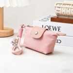 Pink Mini Nylon Coin Purse with Wrist Strap - Compact Zipper Key Holder Pouch for Cards Lipstick and Earphones