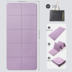 Purple Foldable Yoga Mat - Portable Thick Non-Slip Fitness Exercise Mat for Home Gym and Travel