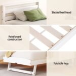 Artiss Bed Frame Single Size 2-in-1 Trundle Wooden White AVIS - Image 6
