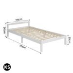Artiss Bed Frame King Single Size Wooden White LEXI - Image 2