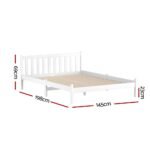 Artiss Bed Frame Double Size Wooden White SOFIE - Image 3