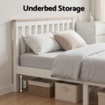 Artiss Bed Frame Double Size Wooden White PONY - Image 5