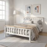 Artiss Bed Frame Double Size Wooden White PONY - Image 8