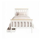 Artiss Bed Frame Single Size Wooden Platform with 2 Storage Drawers White PONY - Image 3