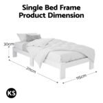 Artiss Bed Frame King Single Size Wooden White JADE - Image 2