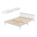 Artiss Bed Frame Double Size Wooden Platform with 2 Storage Drawers White SOFIE - Image 2