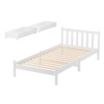 Artiss Bed Frame Single Size Wooden Platform with 2 Storage Drawers White SOFIE - Image 2