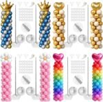 2Pcs Adjustable Metal Balloon Column Stand Kit with Water Base for Birthday Wedding Party Decoration, Reusable Telescopic Pole Set for DIY Balloon Garland Arch (Silver) - Image 2