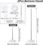 2Pcs Adjustable Metal Balloon Column Stand Kit with Water Base for Birthday Wedding Party Decoration, Reusable Telescopic Pole Set for DIY Balloon Garland Arch (Silver) - Image 5